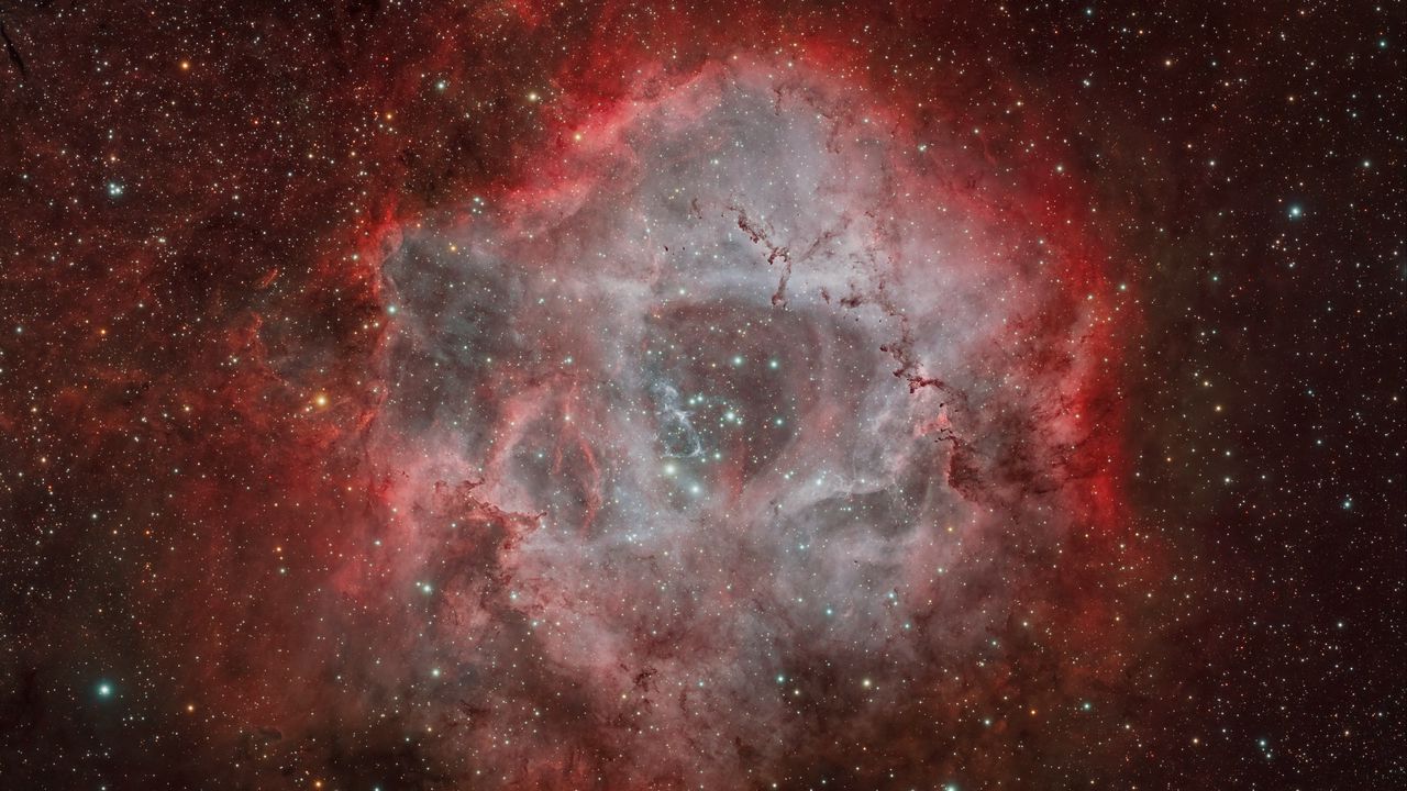 Wallpaper nebula, stars, lights, red, space