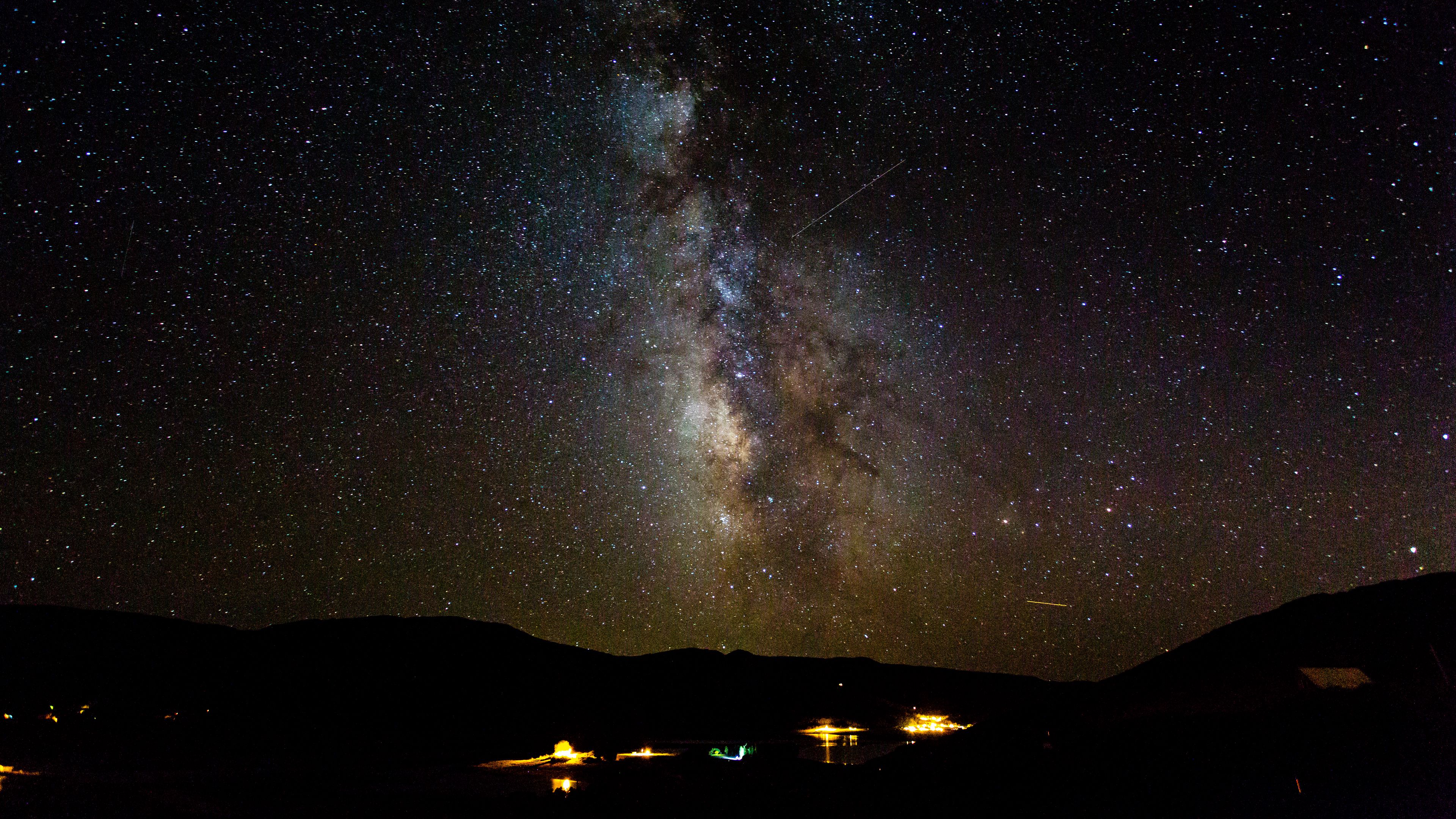 Download wallpaper 3840x2160 nebula, stars, lights, night 4k uhd 16:9