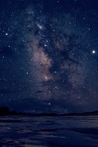 Preview wallpaper nebula, stars, sea, night, starry sky