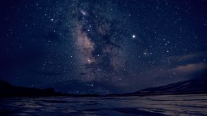 Preview wallpaper nebula, stars, sea, night, starry sky