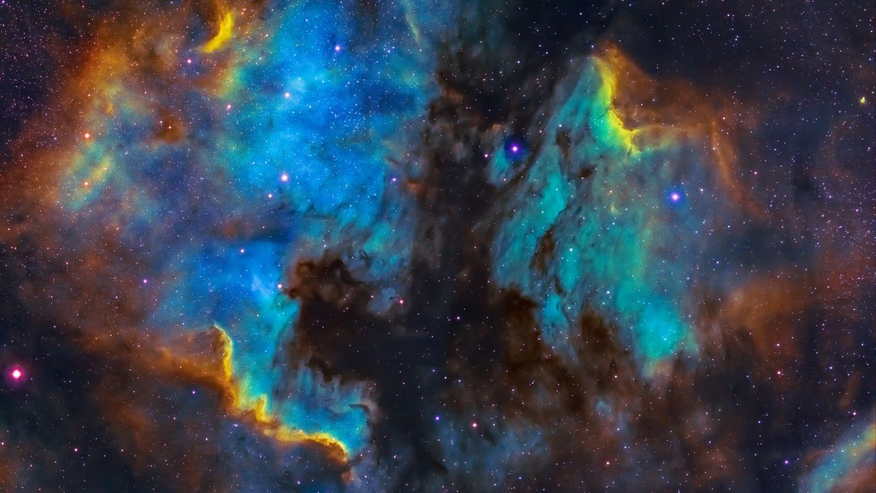 Wallpaper nebula, stars, space, colorful, glow