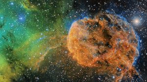 Preview wallpaper nebula, stars, space, orange