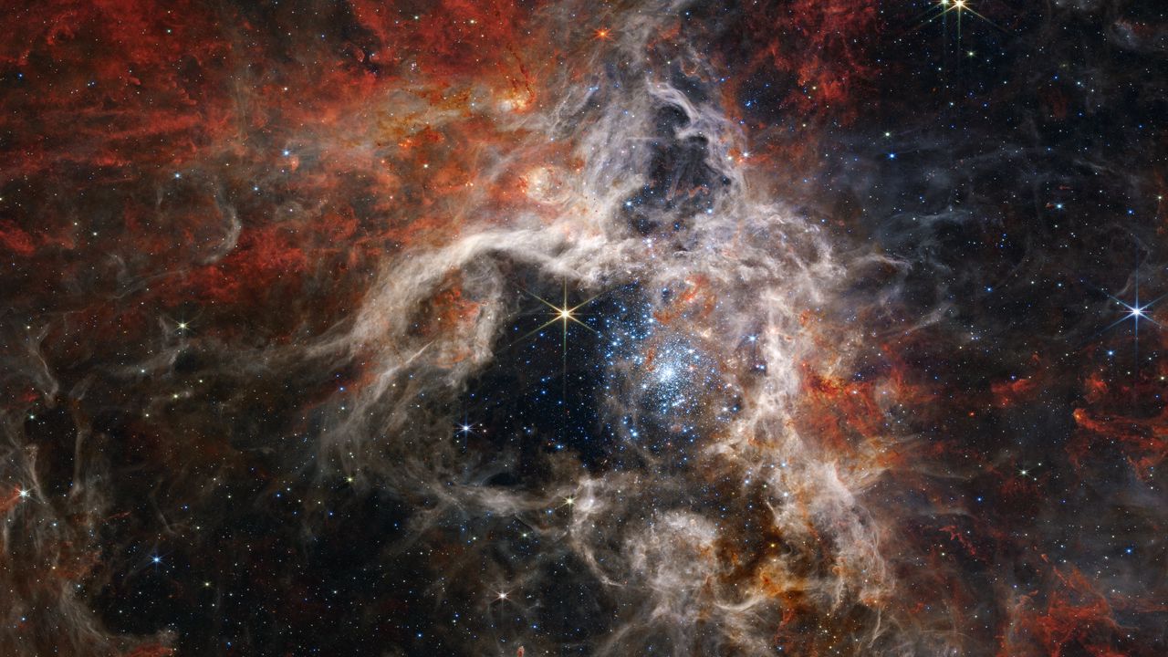Wallpaper nebula, stars, space, glow, background
