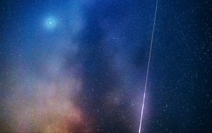 Preview wallpaper nebula, stars, starfall, glow, colorful