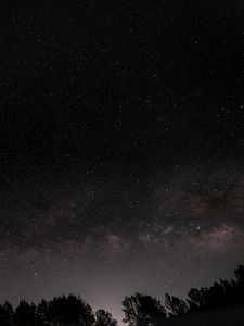 Preview wallpaper nebula, stars, starry sky, trees, night