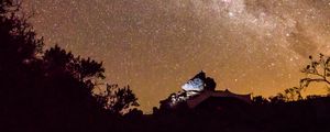 Preview wallpaper nebula, stones, bushes, stars, starry sky