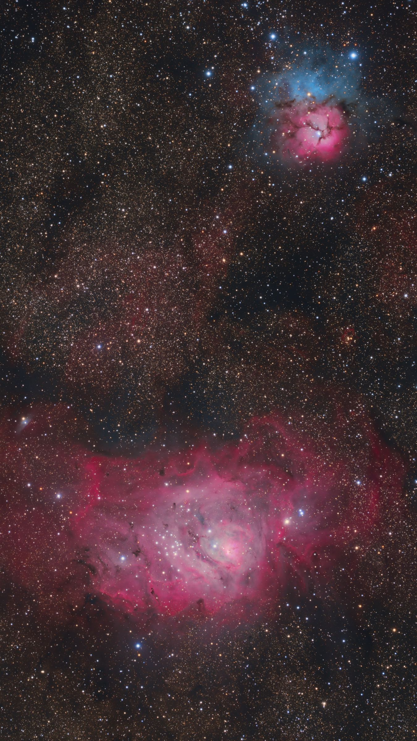 1350x2400 Wallpaper nebulae, stars, space, dark