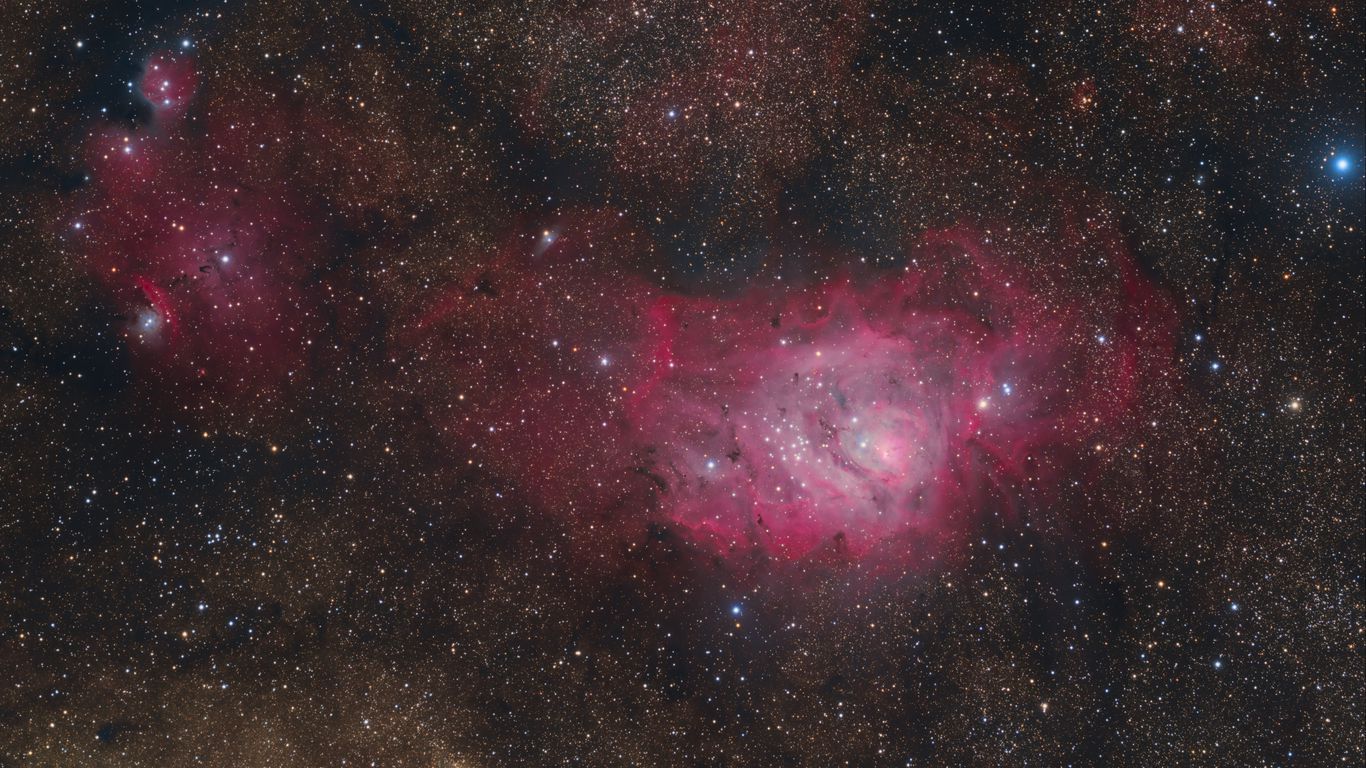 1366x768 Wallpaper nebulae, stars, space, dark