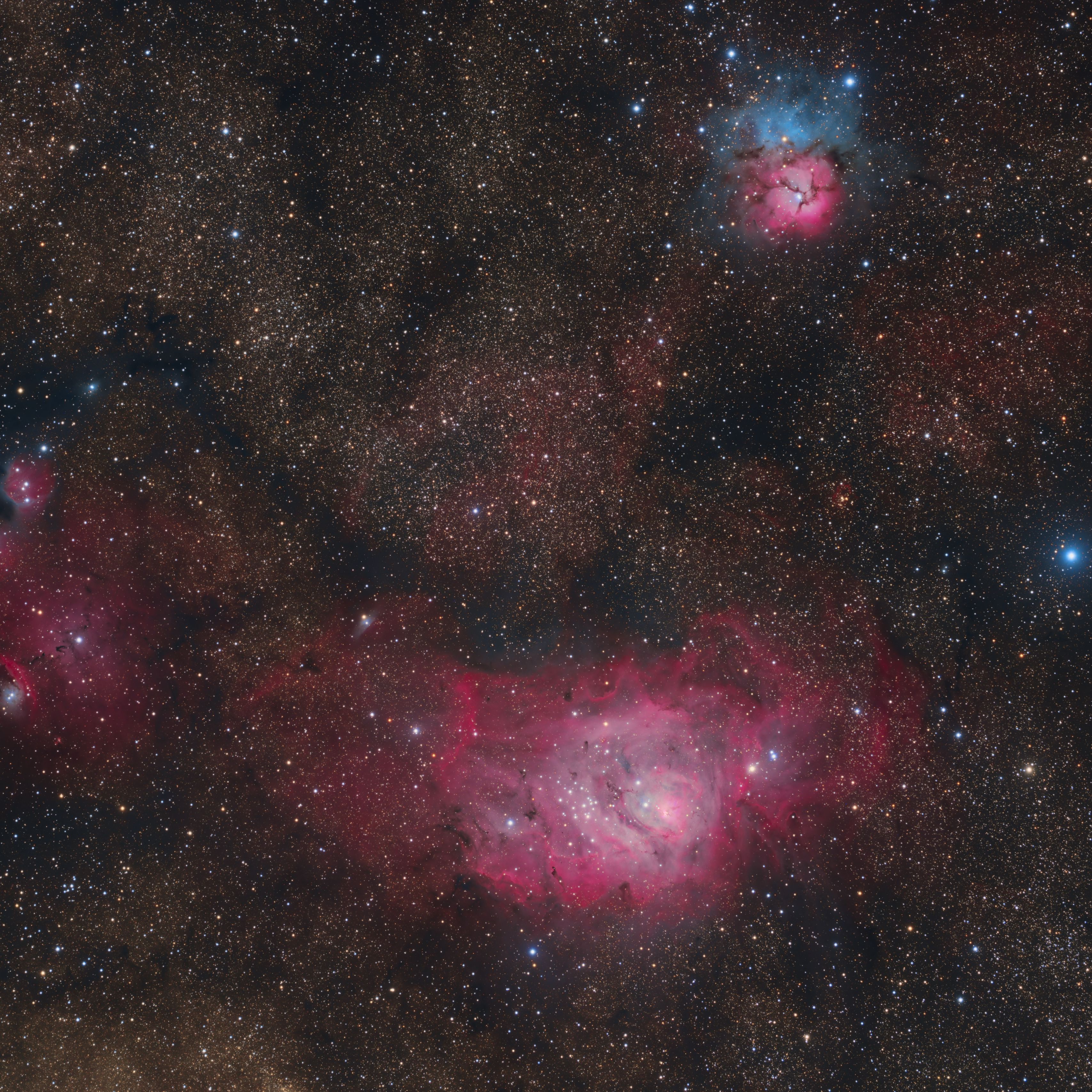 3415x3415 Wallpaper nebulae, stars, space, dark