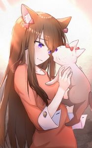 Preview wallpaper neko, ears, cat, anime, art, cartoon