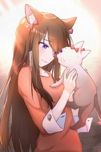 Preview wallpaper neko, ears, cat, anime, art, cartoon