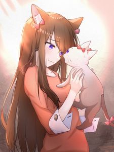 Preview wallpaper neko, ears, cat, anime, art, cartoon