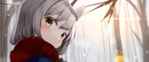 Preview wallpaper neko, ears, cloak, winter, anime