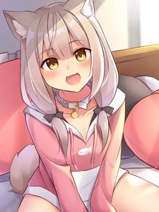 Preview wallpaper neko, ears, collar, anime, art, cute