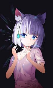 Preview wallpaper neko, ears, crystal, anime, art