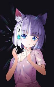 Preview wallpaper neko, ears, crystal, anime, art