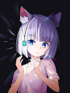 Preview wallpaper neko, ears, crystal, anime, art