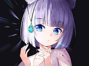 Preview wallpaper neko, ears, crystal, anime, art