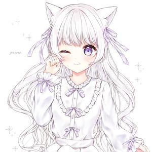 Preview wallpaper neko, ears, dress, anime, art, white