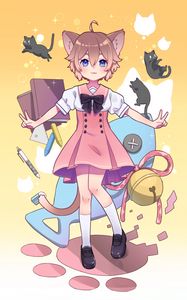 Preview wallpaper neko, ears, dress, anime, art, cute