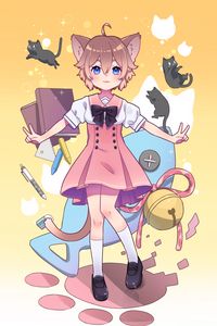 Preview wallpaper neko, ears, dress, anime, art, cute