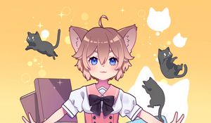 Preview wallpaper neko, ears, dress, anime, art, cute