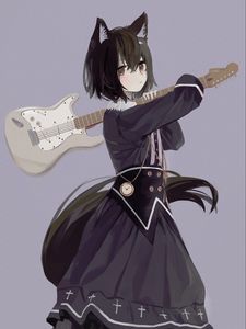 Preview wallpaper neko, ears, electric guitar, guitar, anime, art