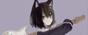 Preview wallpaper neko, ears, electric guitar, guitar, anime, art