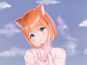 Preview wallpaper neko, ears, glance, anime, art