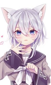 Preview wallpaper neko, ears, glance, anime, cute