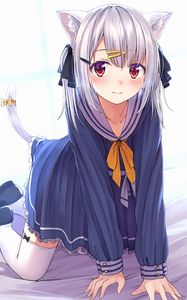 Preview wallpaper neko, ears, glance, cute, anime