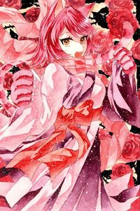 Preview wallpaper neko, ears, pink, anime, art