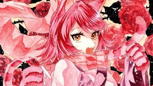 Preview wallpaper neko, ears, pink, anime, art