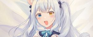 Preview wallpaper neko, ears, smile, heterochromia, anime