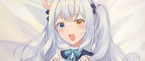 Preview wallpaper neko, ears, smile, heterochromia, anime
