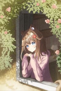Preview wallpaper neko, ears, smile, window, anime