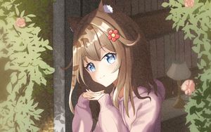 Preview wallpaper neko, ears, smile, window, anime