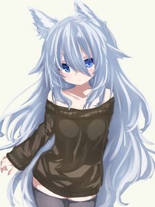 Preview wallpaper neko, ears, sweater, anime, art