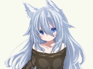 Preview wallpaper neko, ears, sweater, anime, art