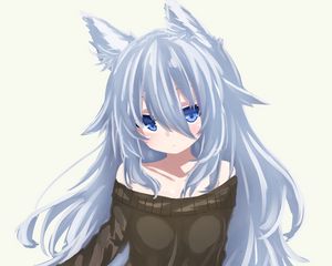 Preview wallpaper neko, ears, sweater, anime, art