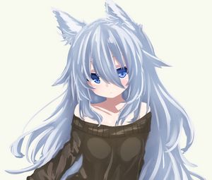 Preview wallpaper neko, ears, sweater, anime, art