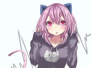 Preview wallpaper neko, ears, sweatshirt, anime, cute