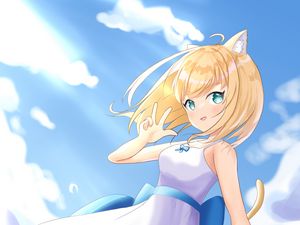 Preview wallpaper neko, gesture, dress, smile, anime