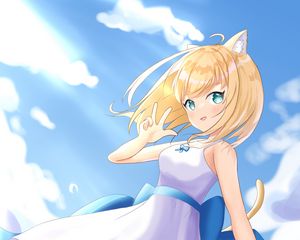 Preview wallpaper neko, gesture, dress, smile, anime