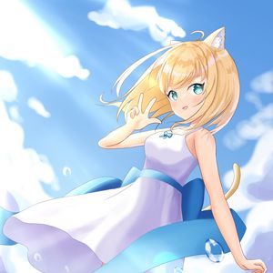 Preview wallpaper neko, gesture, dress, smile, anime