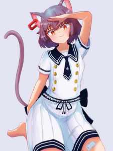 Preview wallpaper neko, gesture, sailor suit, anime, art