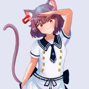 Preview wallpaper neko, gesture, sailor suit, anime, art