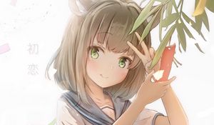 Preview wallpaper neko, gesture, smile, note, wish, anime