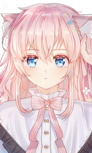 Preview wallpaper neko, girl, ears, cute, anime, pink