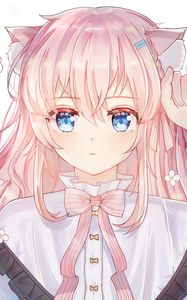 Preview wallpaper neko, girl, ears, cute, anime, pink